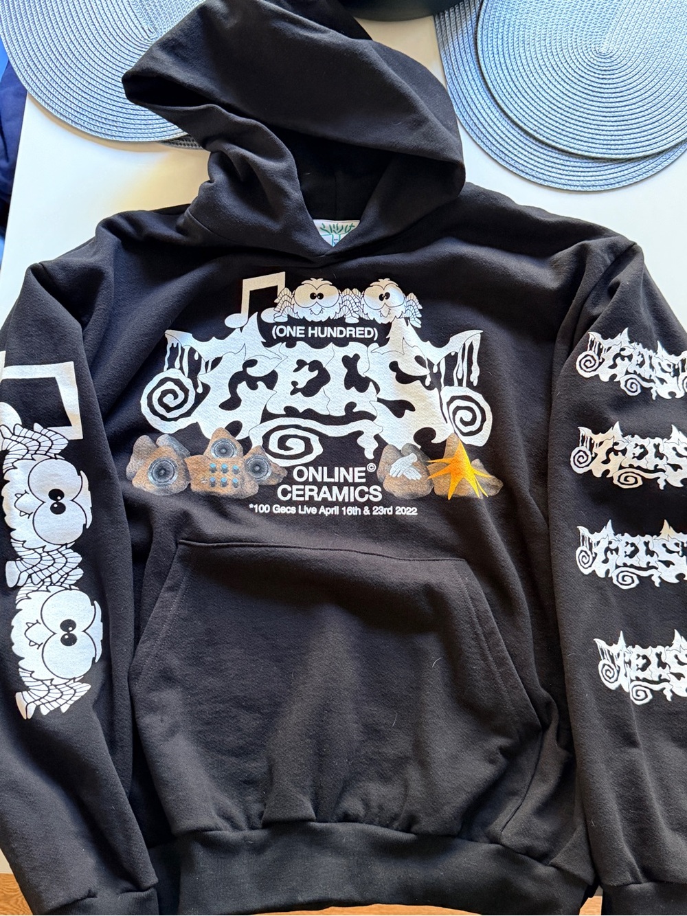 100 GECS X Online Ceramics COACHELLA Graphic Black Hoodie